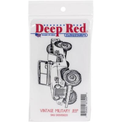 Deep Red Cling Stamp - Vintage Military Jeep